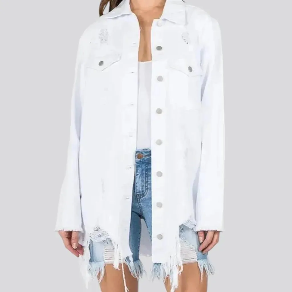 Fashion forward long fit women's denim shirt