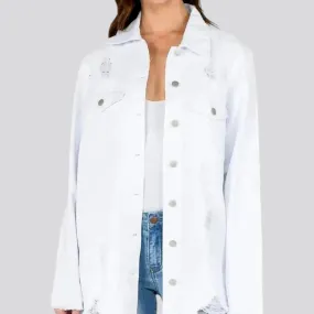 Fashion forward long fit women's denim shirt