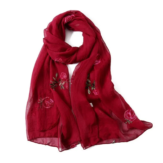 Fashion Silk Scarf Floral Printed Bandana Shawl #FS-22