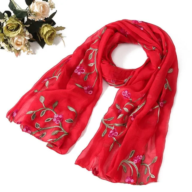 Fashion Silk Scarf Floral Printed Bandana Shawl #FS-22