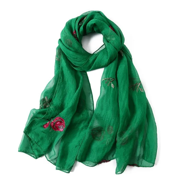 Fashion Silk Scarf Floral Printed Bandana Shawl #FS-22