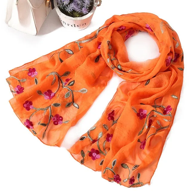 Fashion Silk Scarf Floral Printed Bandana Shawl #FS-22