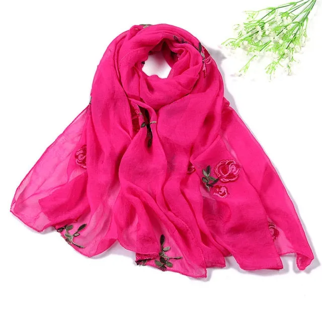 Fashion Silk Scarf Floral Printed Bandana Shawl #FS-22