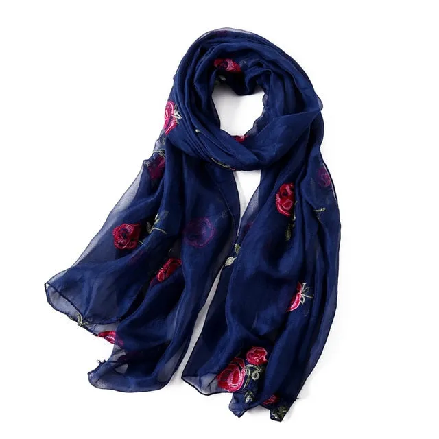 Fashion Silk Scarf Floral Printed Bandana Shawl #FS-22