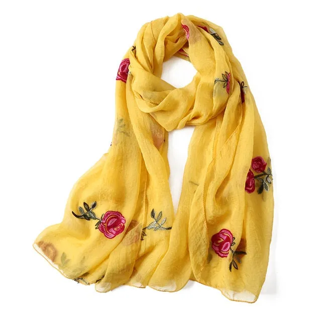 Fashion Silk Scarf Floral Printed Bandana Shawl #FS-22