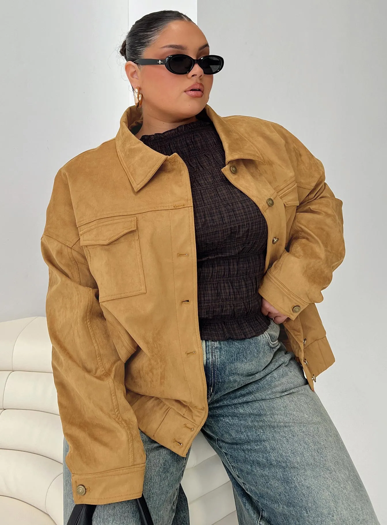 Fashionkova Ristretto Faux Suede Bomber Brown