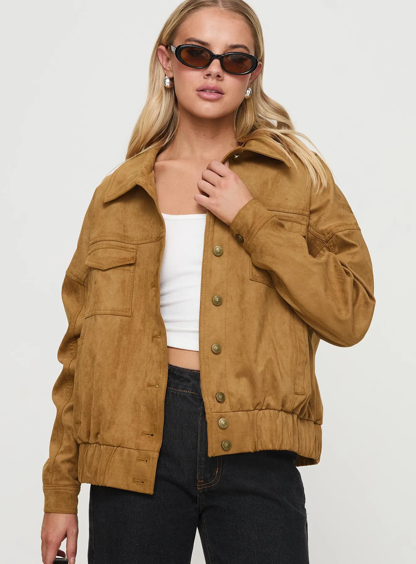 Fashionkova Ristretto Faux Suede Bomber Brown