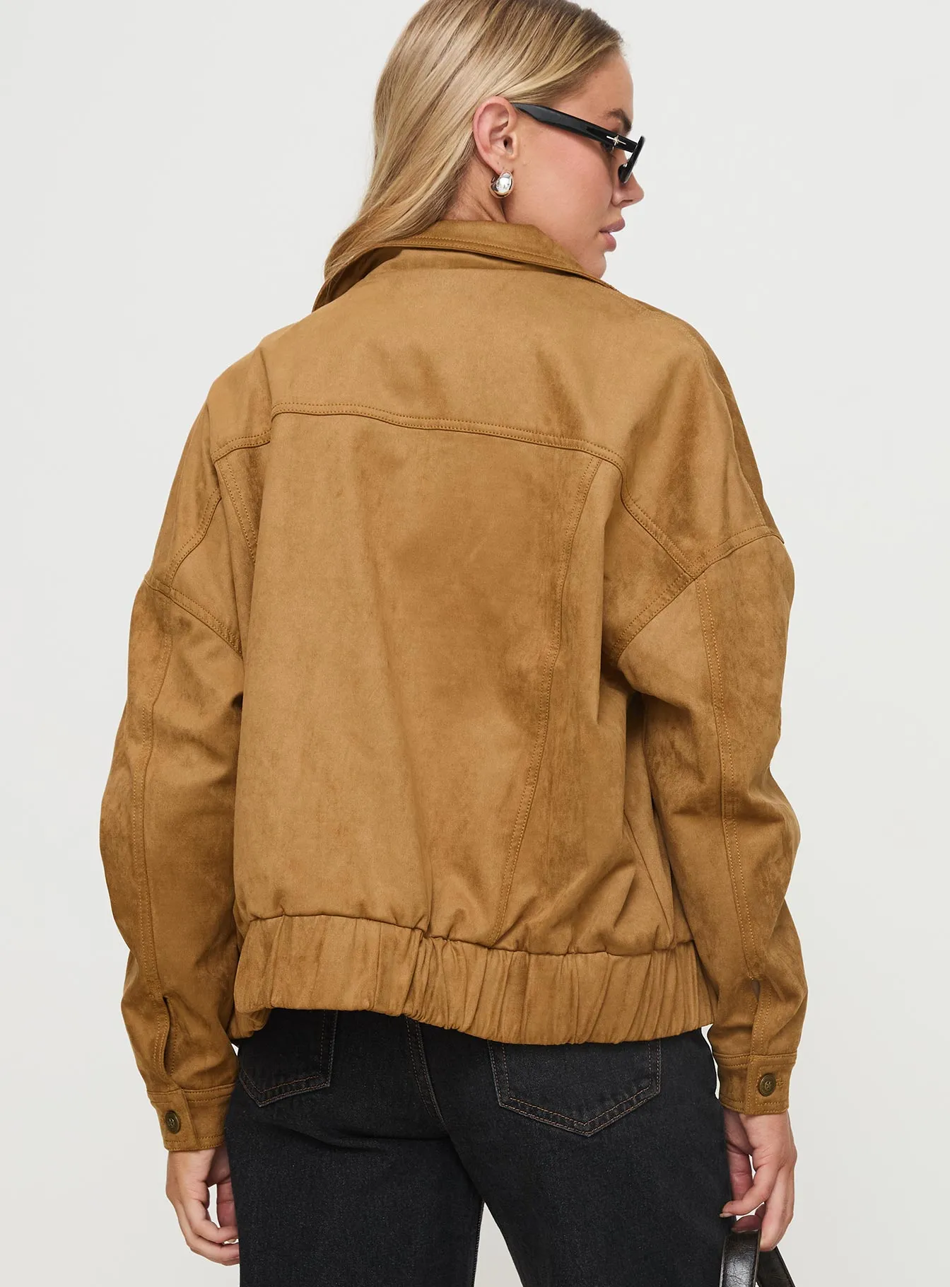 Fashionkova Ristretto Faux Suede Bomber Brown