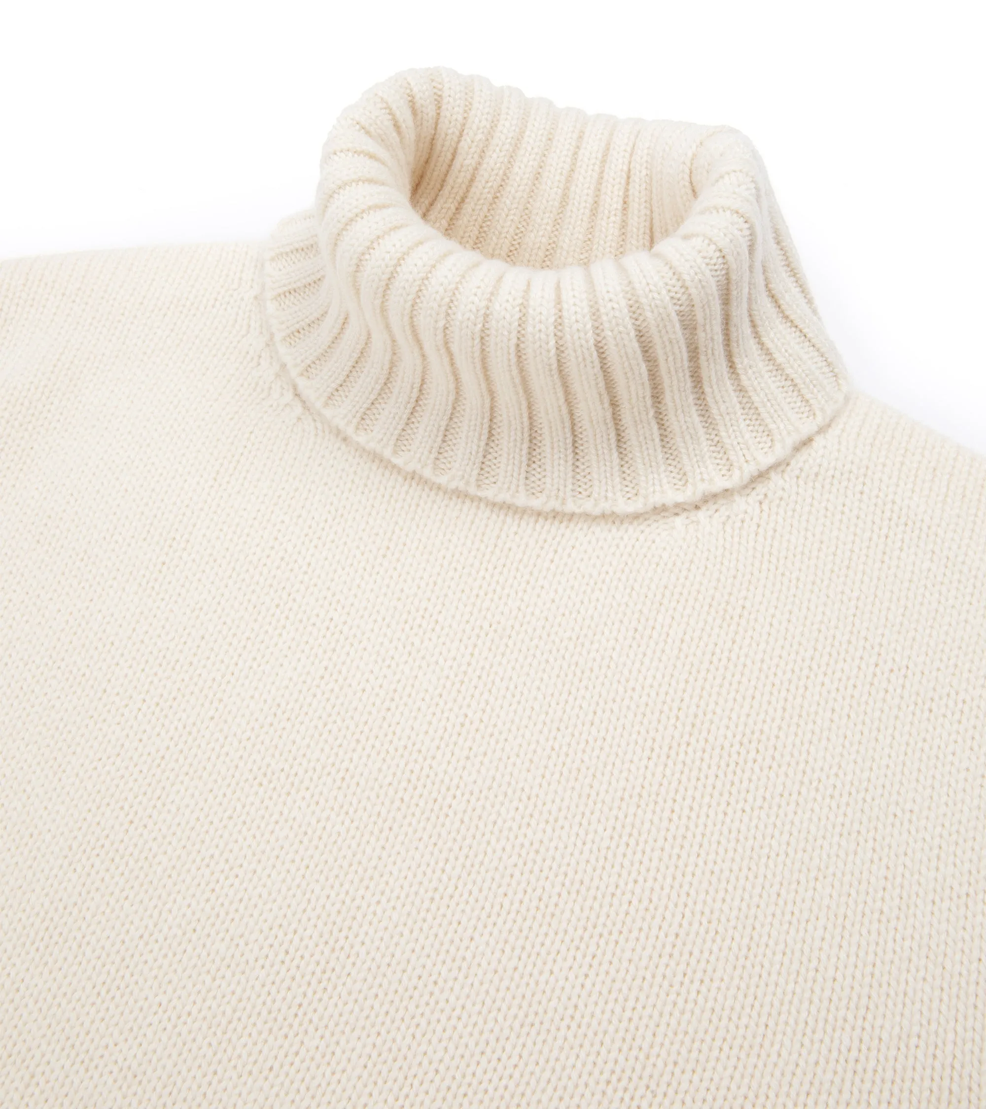 Fedeli Derby Cashmere Roll Neck Sweater: Off White