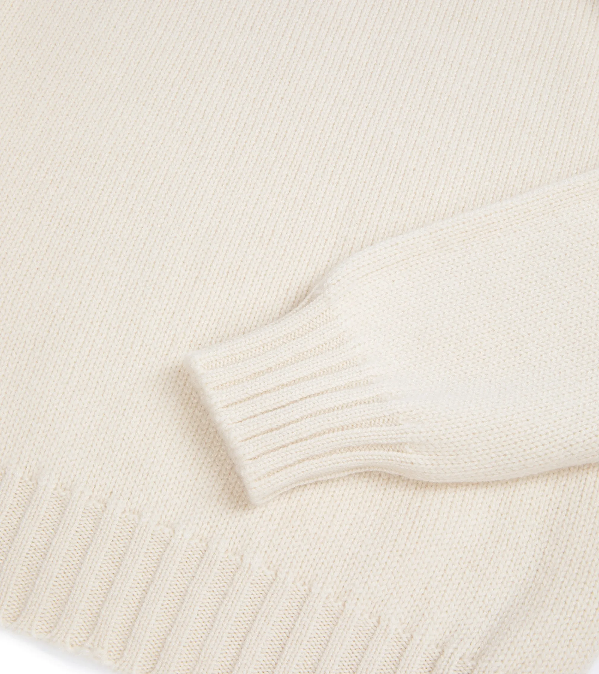 Fedeli Derby Cashmere Roll Neck Sweater: Off White