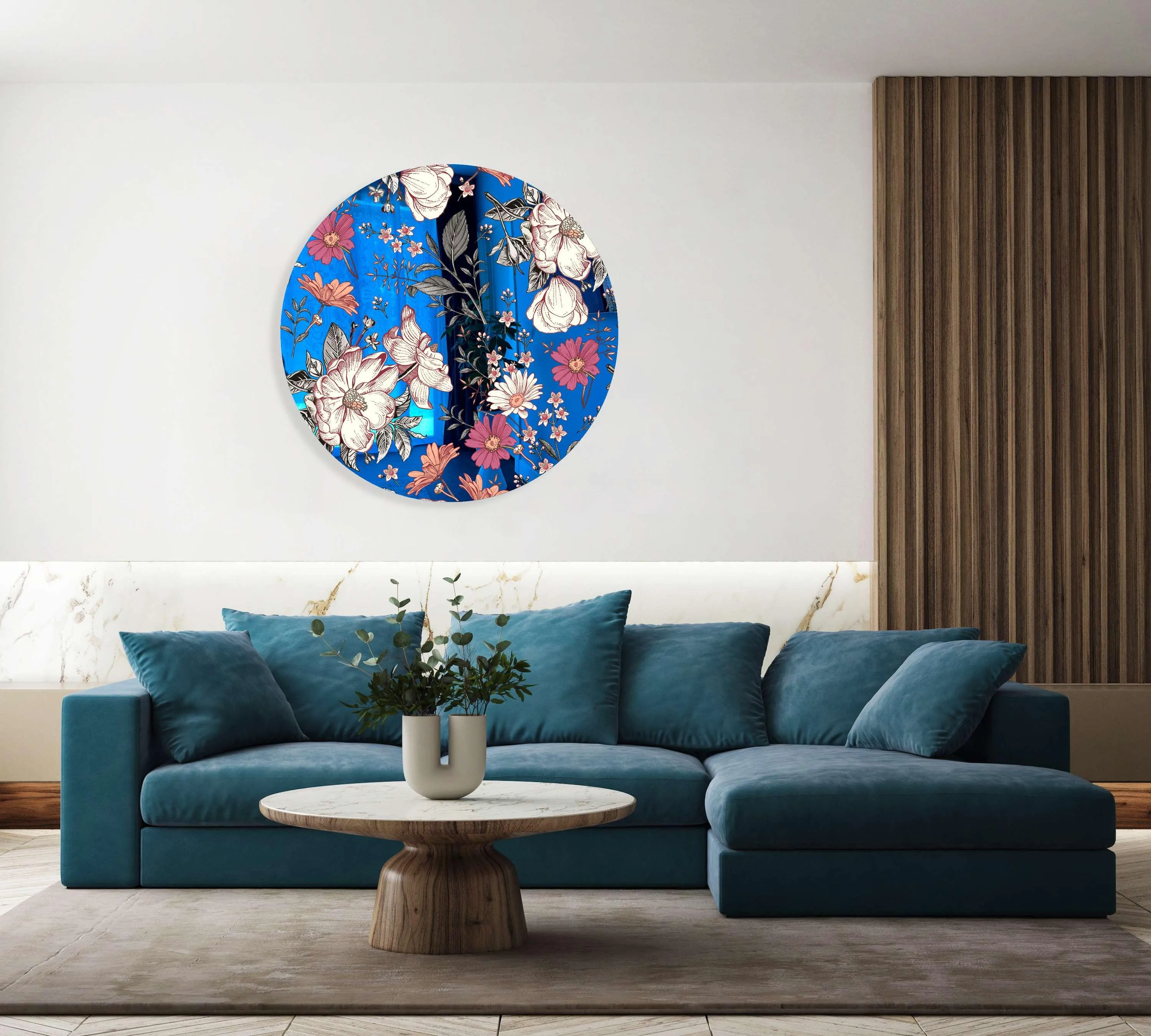 Floral Pattern Printed Mirror Acrylic Circles