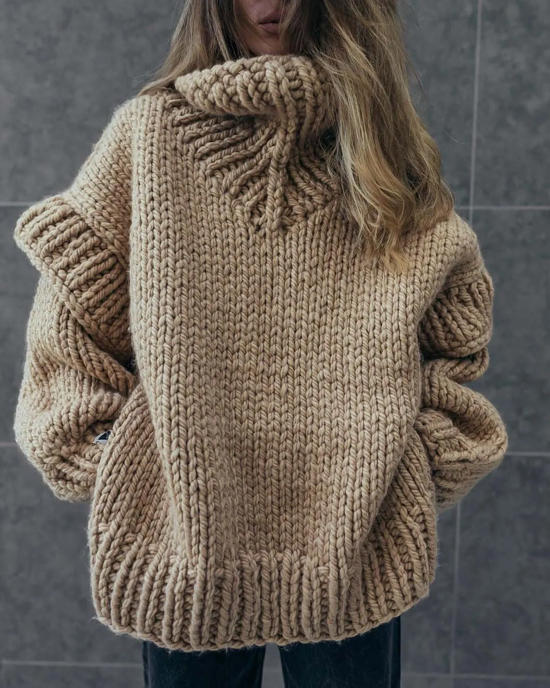 Fluffy Long-sleeved Turtleneck Sweater