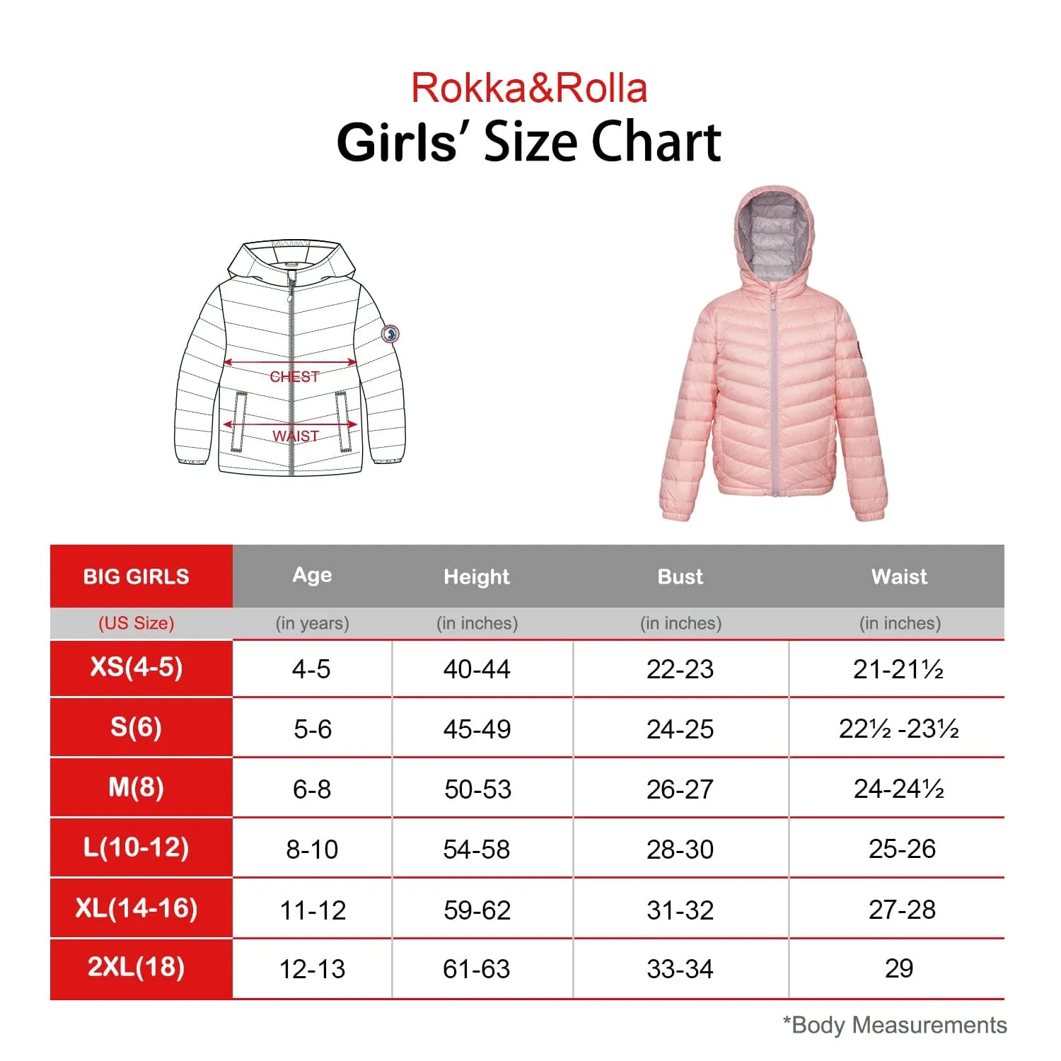 Girls' Ultra Light Packable Down Puffer Jacket