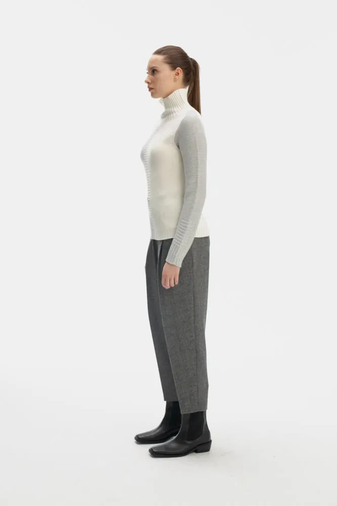 GREY AND MILK TURTLENECK SWEATER