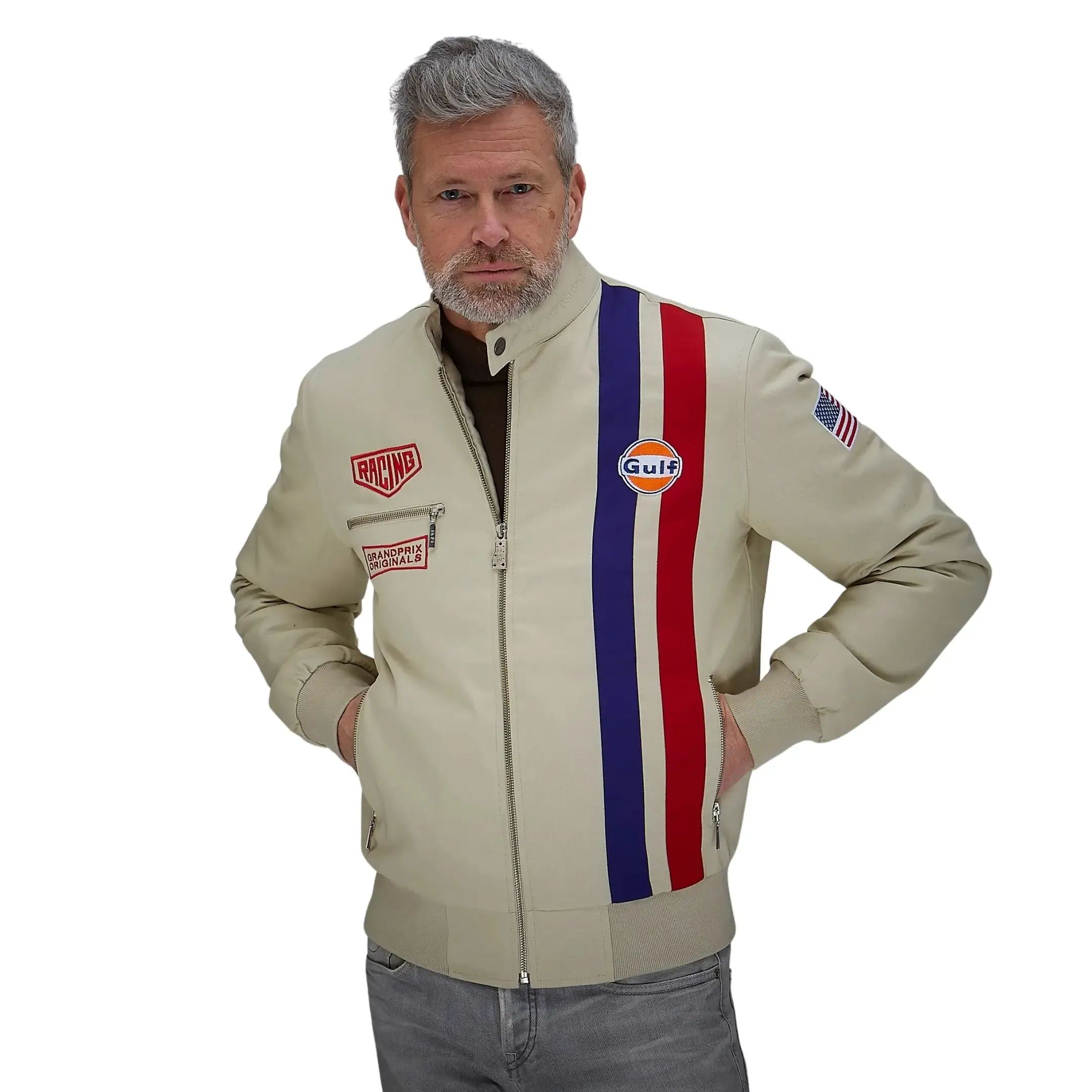 Gulf Roadmaster Cotton Bomber Jacket in Sand