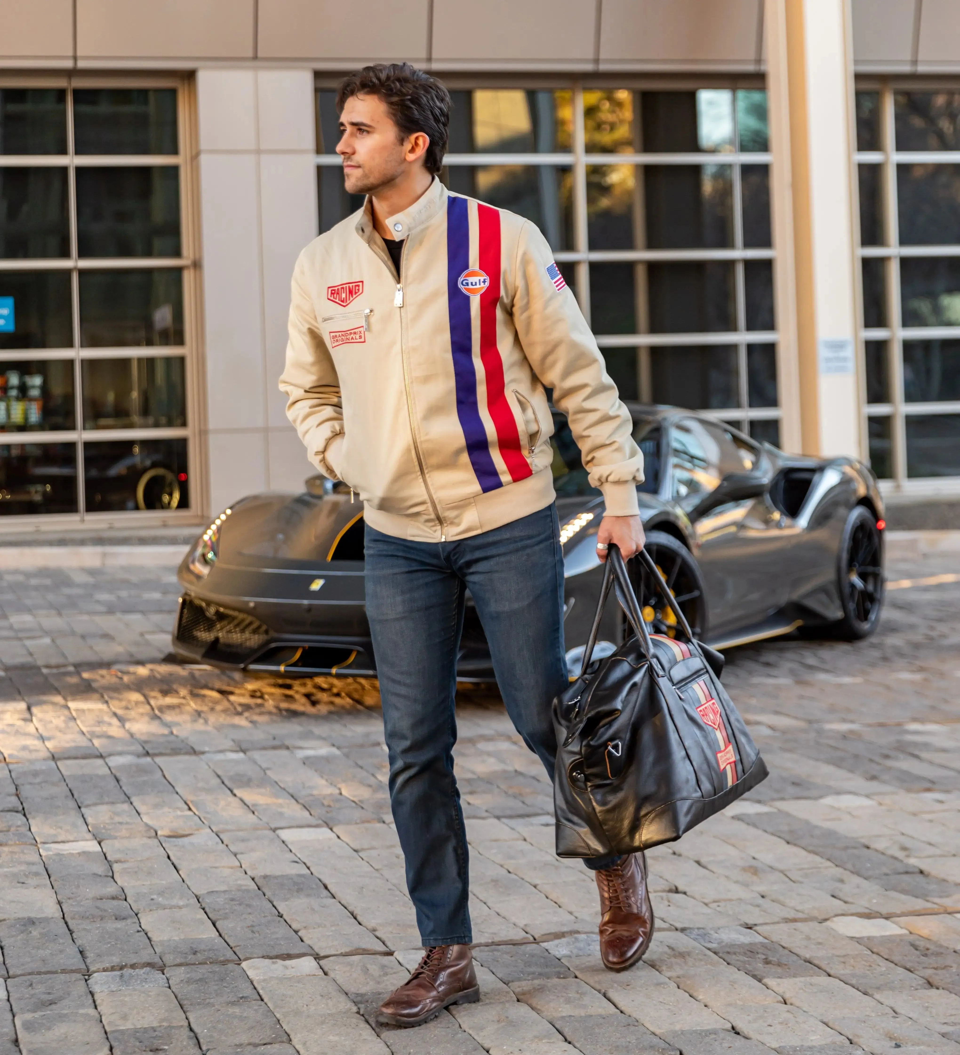 Gulf Roadmaster Cotton Bomber Jacket in Sand