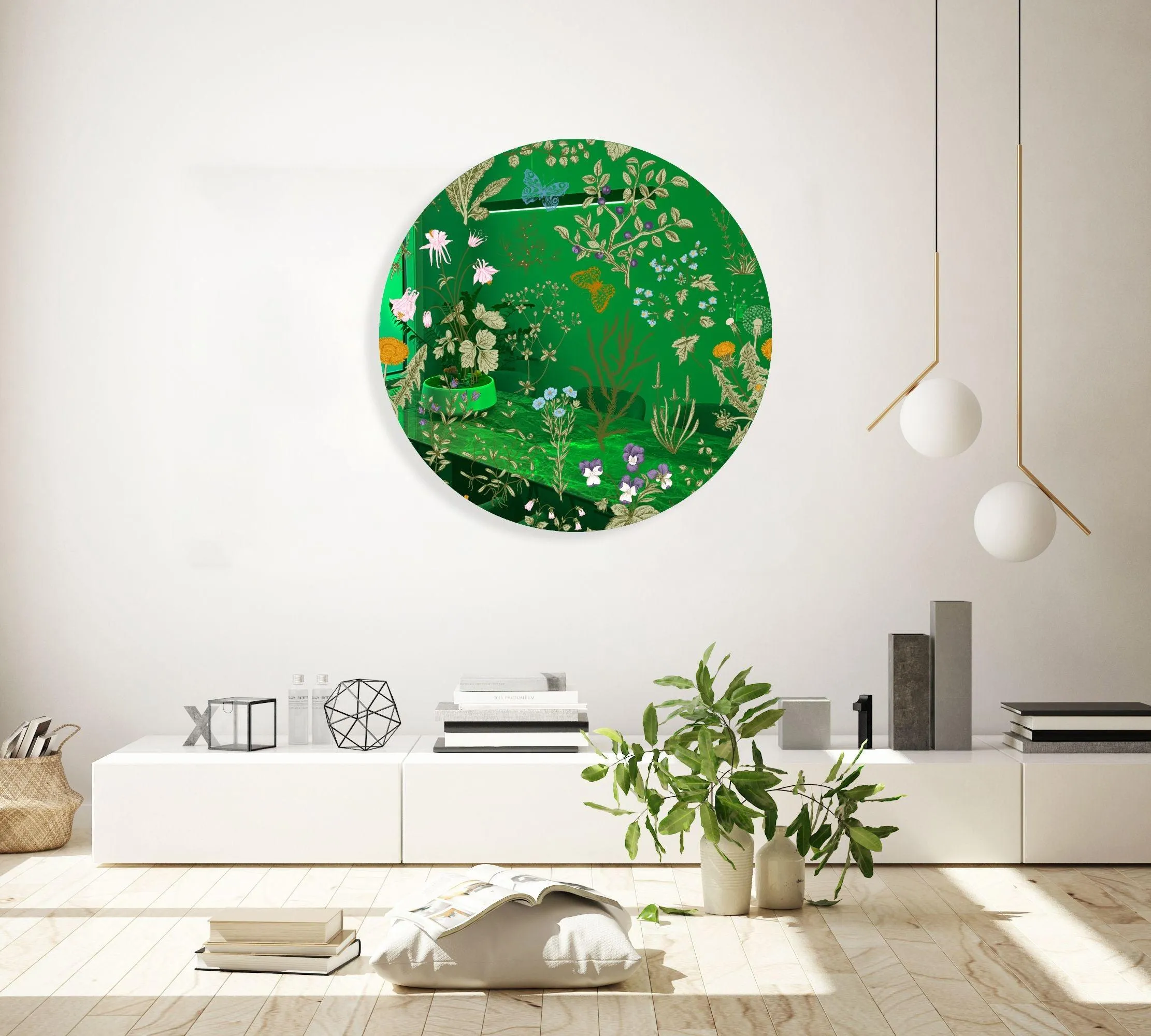 Herbs and Wild Flowers Printed Mirror Acrylic Circles