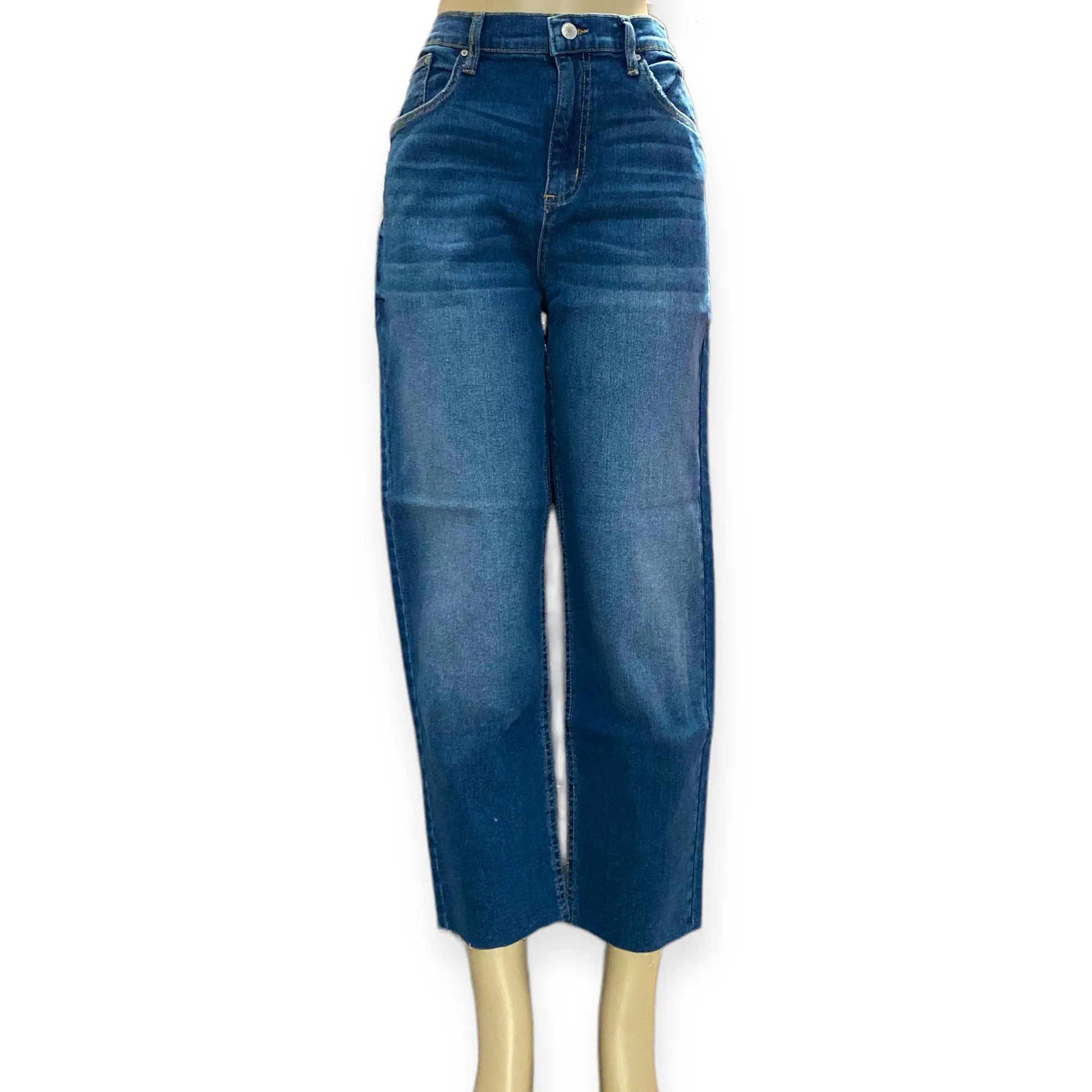 High Waisted Straight Cropped Jeans