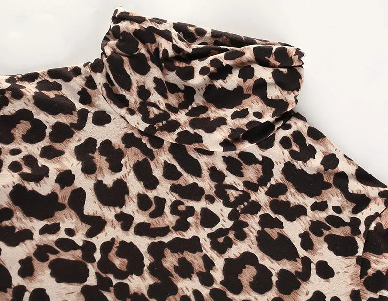 High/Turtle Neck Leopard Print Bodysuit