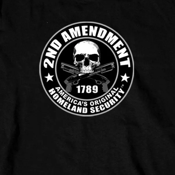 Hot Leathers GMD2158 Men's '2nd Amendment America's Original Homeland Security' Long Sleeve Black T-Shirt