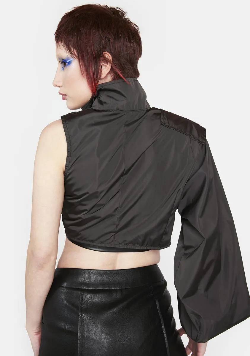 Immaterial One-Sleeve Crop Jacket