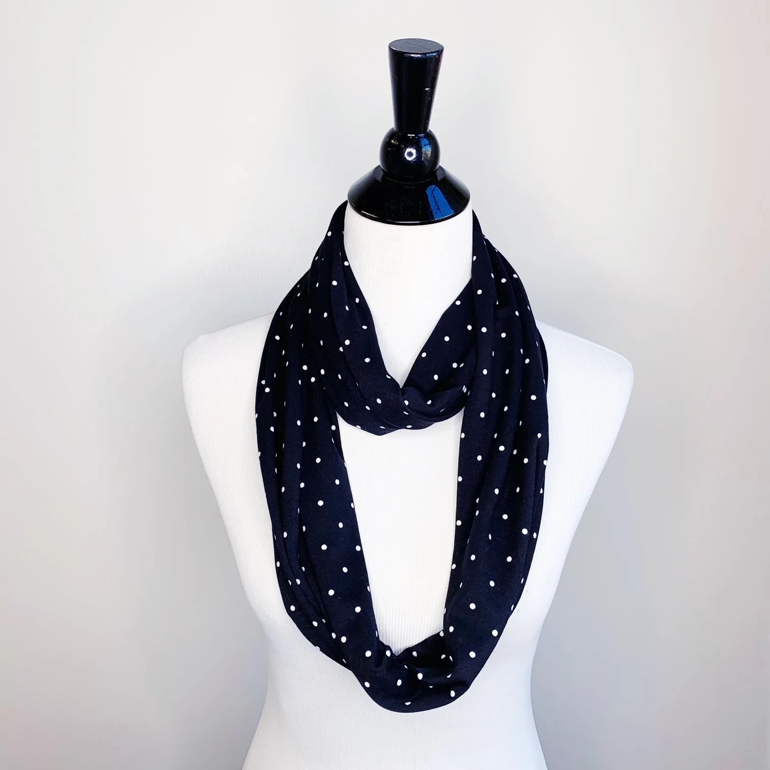 Infinity Scarf - Black Polka Dots