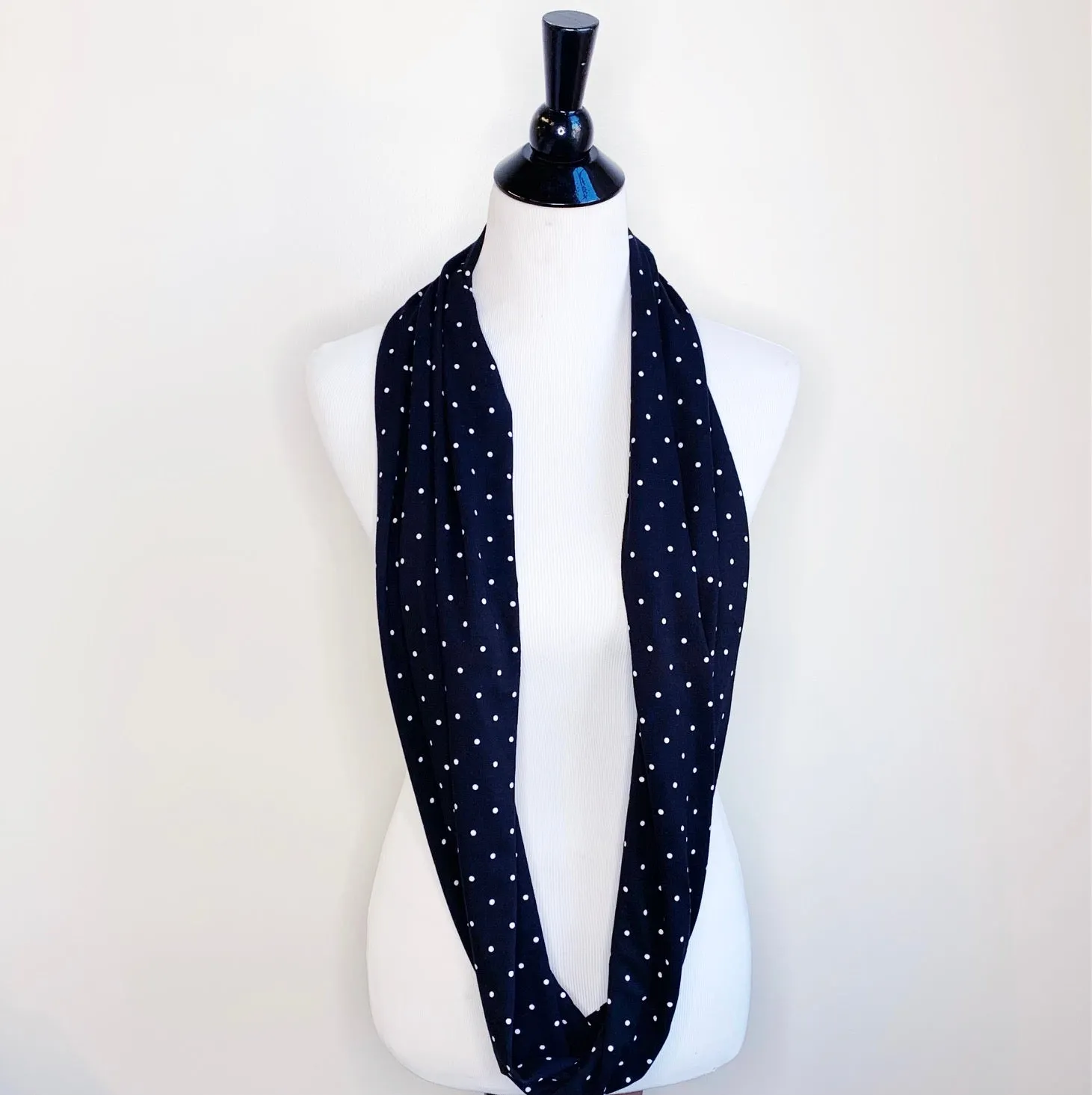 Infinity Scarf - Black Polka Dots