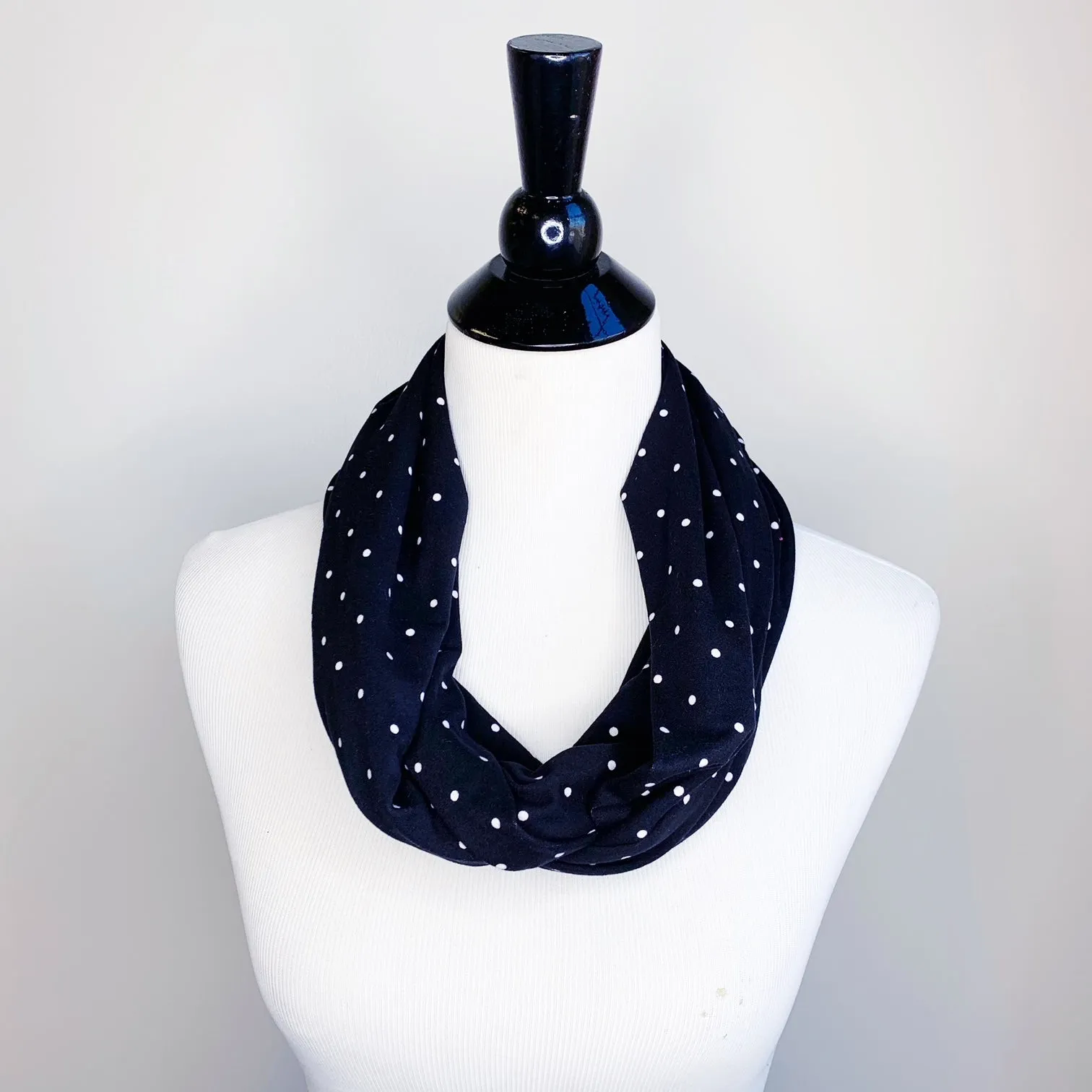 Infinity Scarf - Black Polka Dots