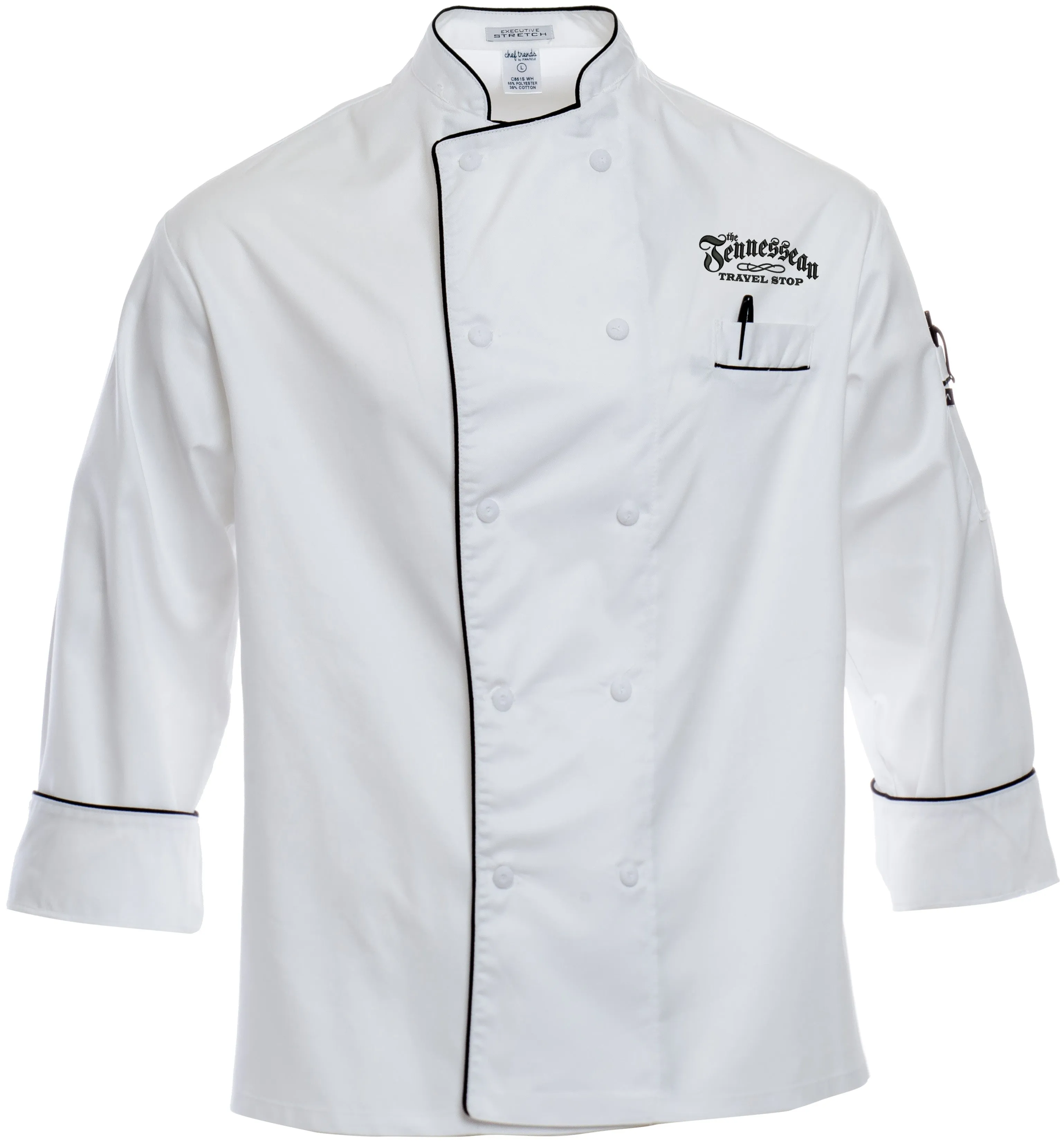 Item# 5555 Executive Chef Coat with Cloth-Covered Buttons and Piping