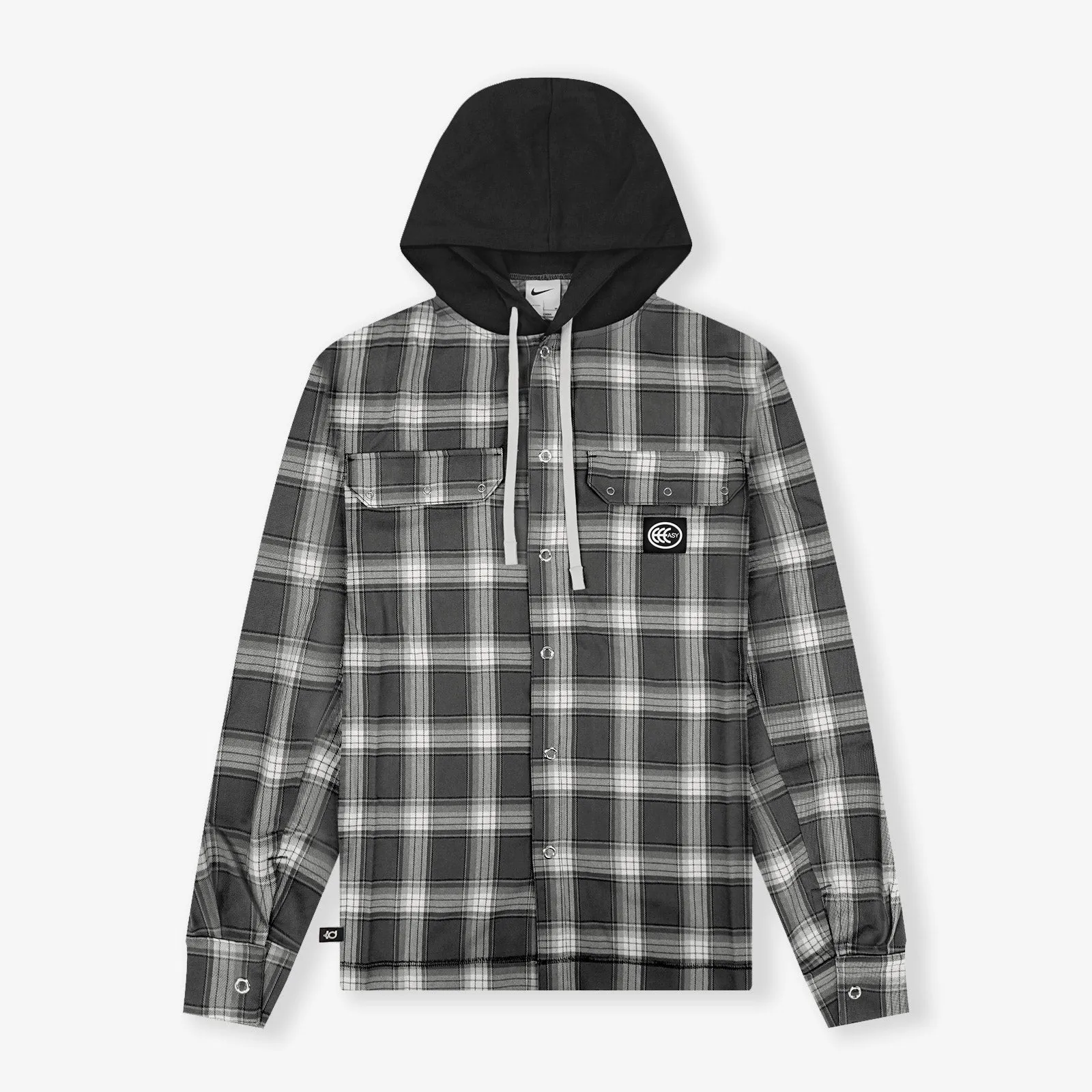 KD Hooded Basketball Flannel Jacket - Black/Grey