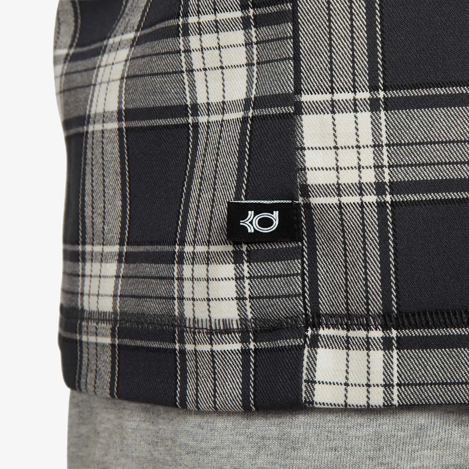 KD Hooded Basketball Flannel Jacket - Black/Grey