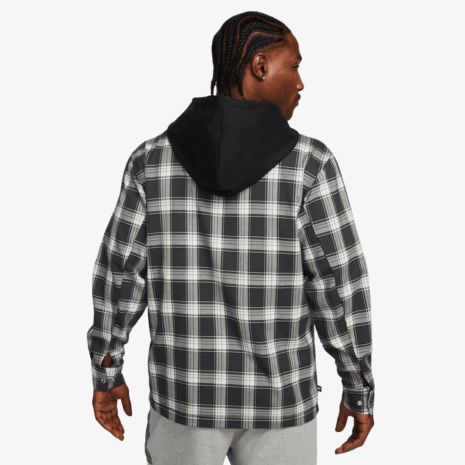 KD Hooded Basketball Flannel Jacket - Black/Grey