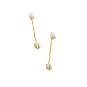 Kendra Scott | Leighton Gold Pearl Linear Earrings in White Pearl