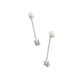 Kendra Scott | Leighton Silver Pearl Linear Earrings in White Pearl