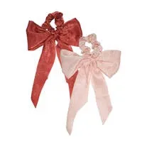 KITSCH SATIN BOW SCARF SCRUNCHIES BLUSH/MAUVE