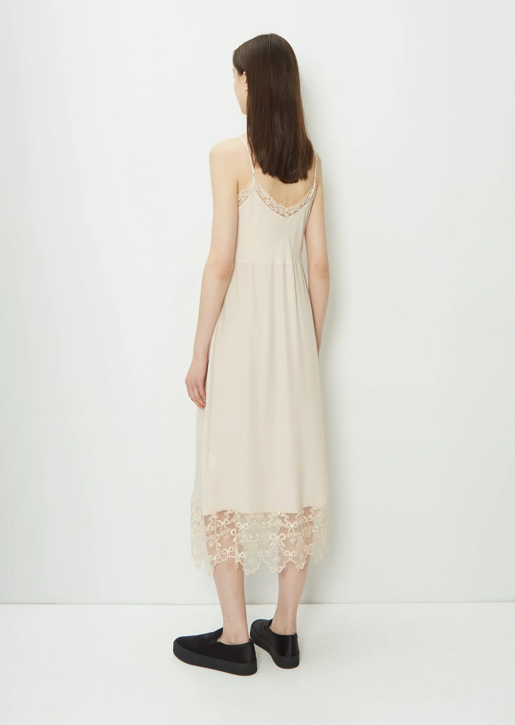 Lace Trim Slip Dress — Nude