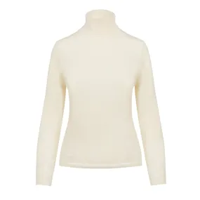 Ladies Cashmere Polo Neck in Winter White