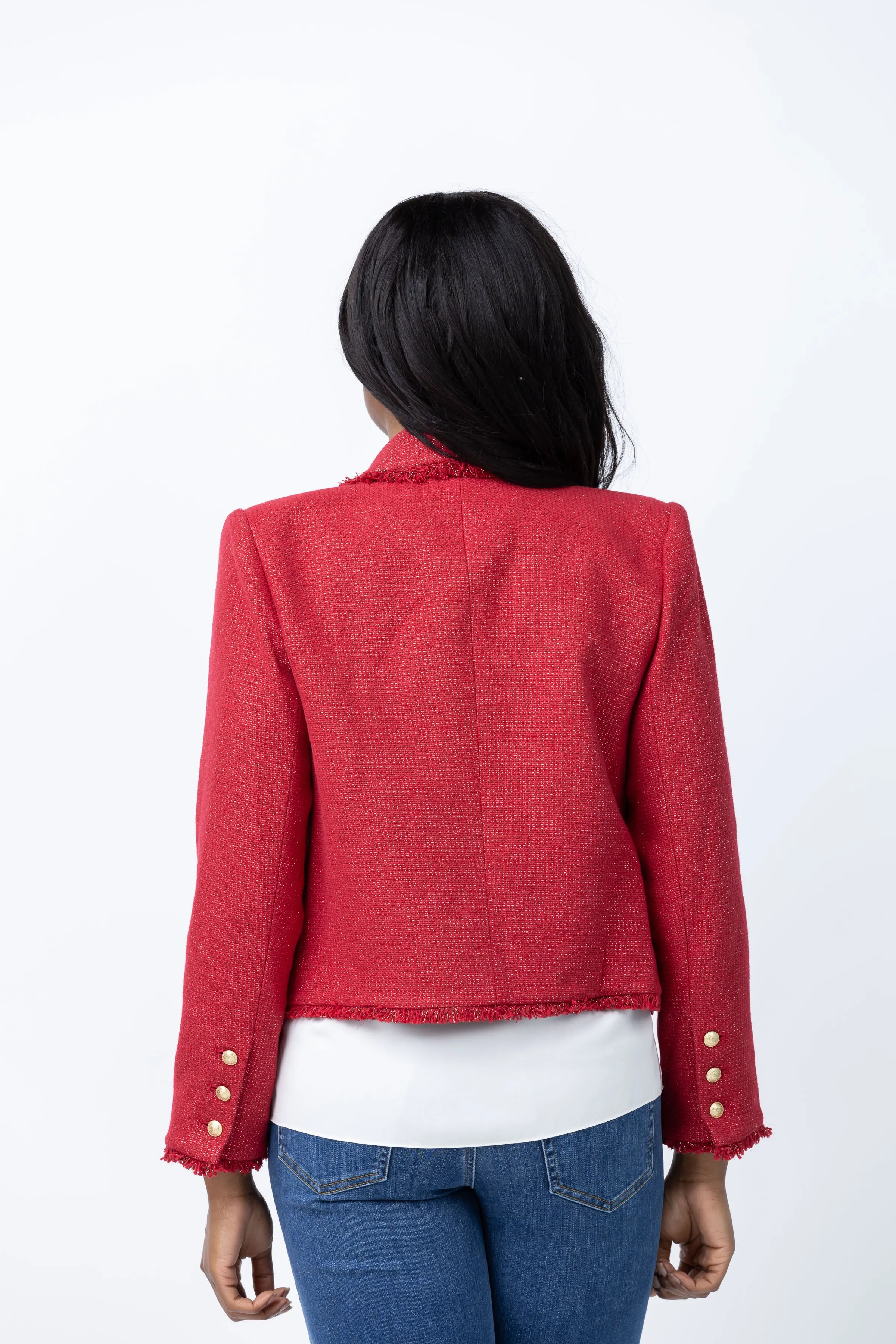 L'Agence Sylvia Collard Jacket in Garnet Red/Copper