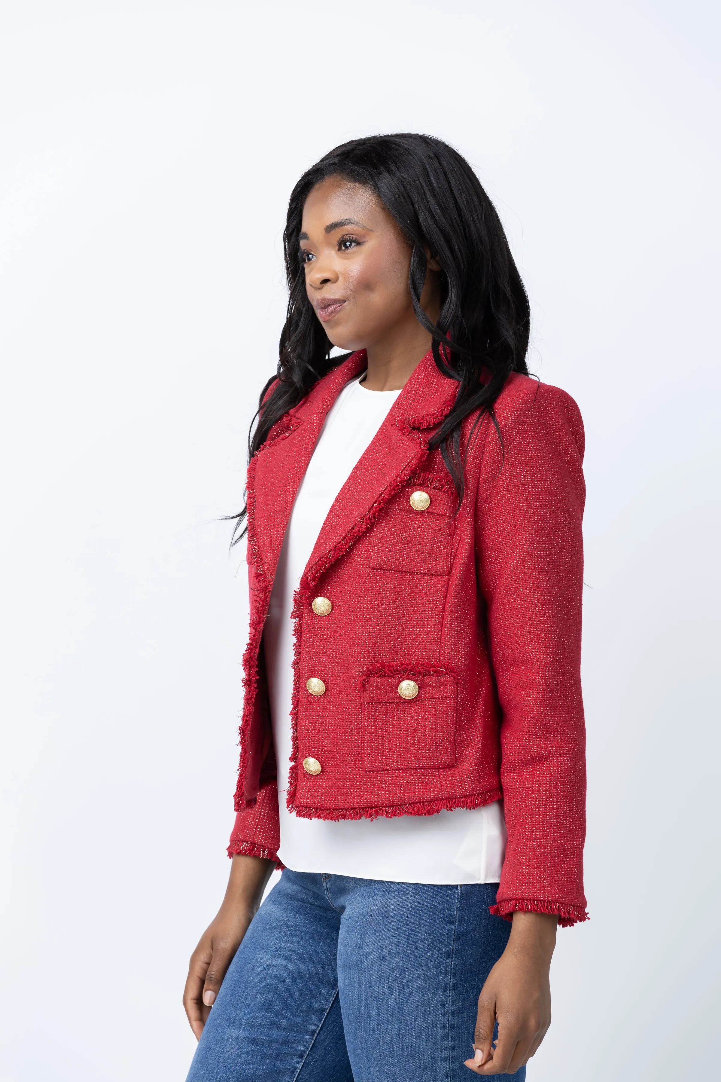 L'Agence Sylvia Collard Jacket in Garnet Red/Copper