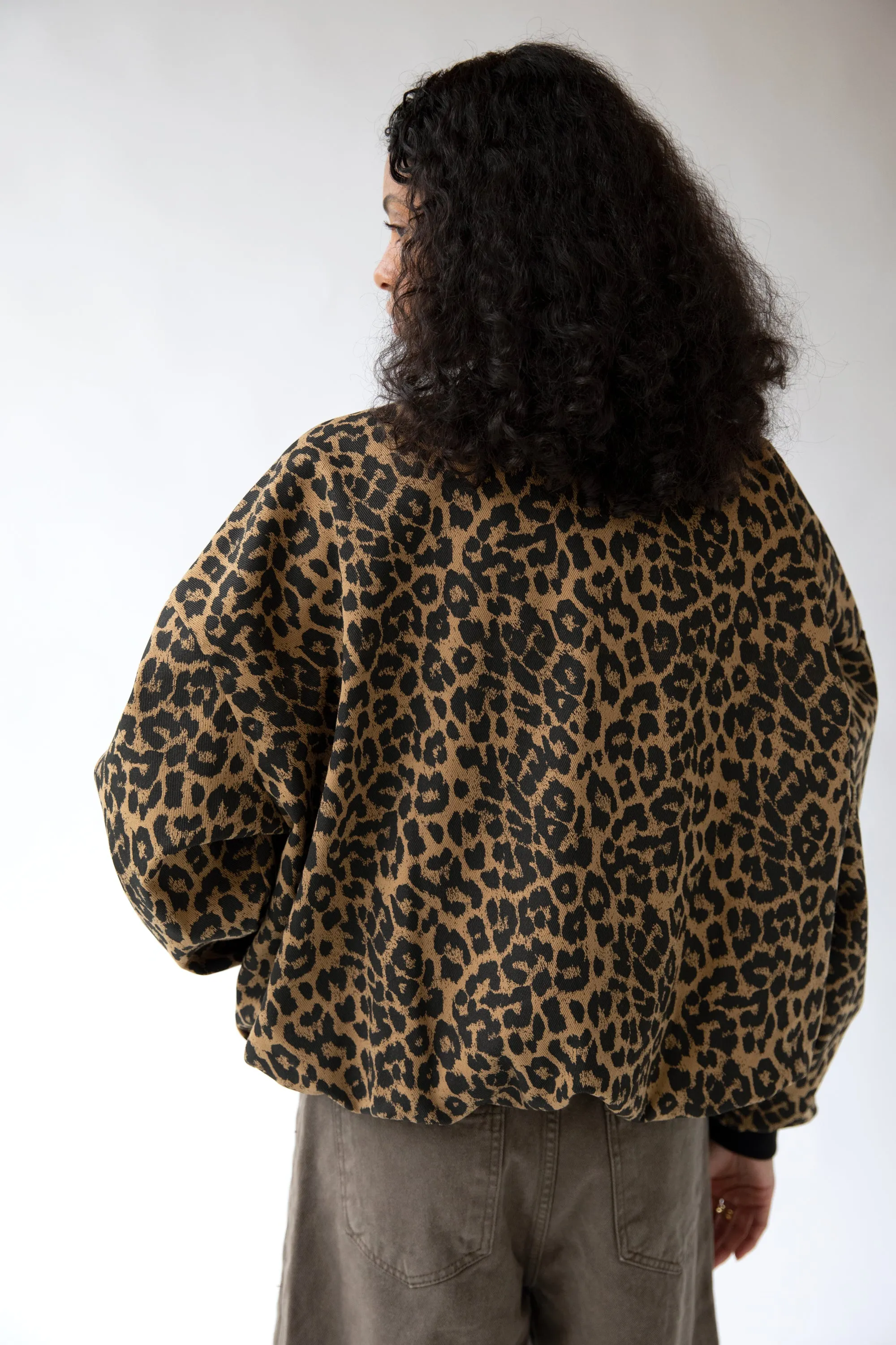 LEOPARD PRINT BOMBER JACKET