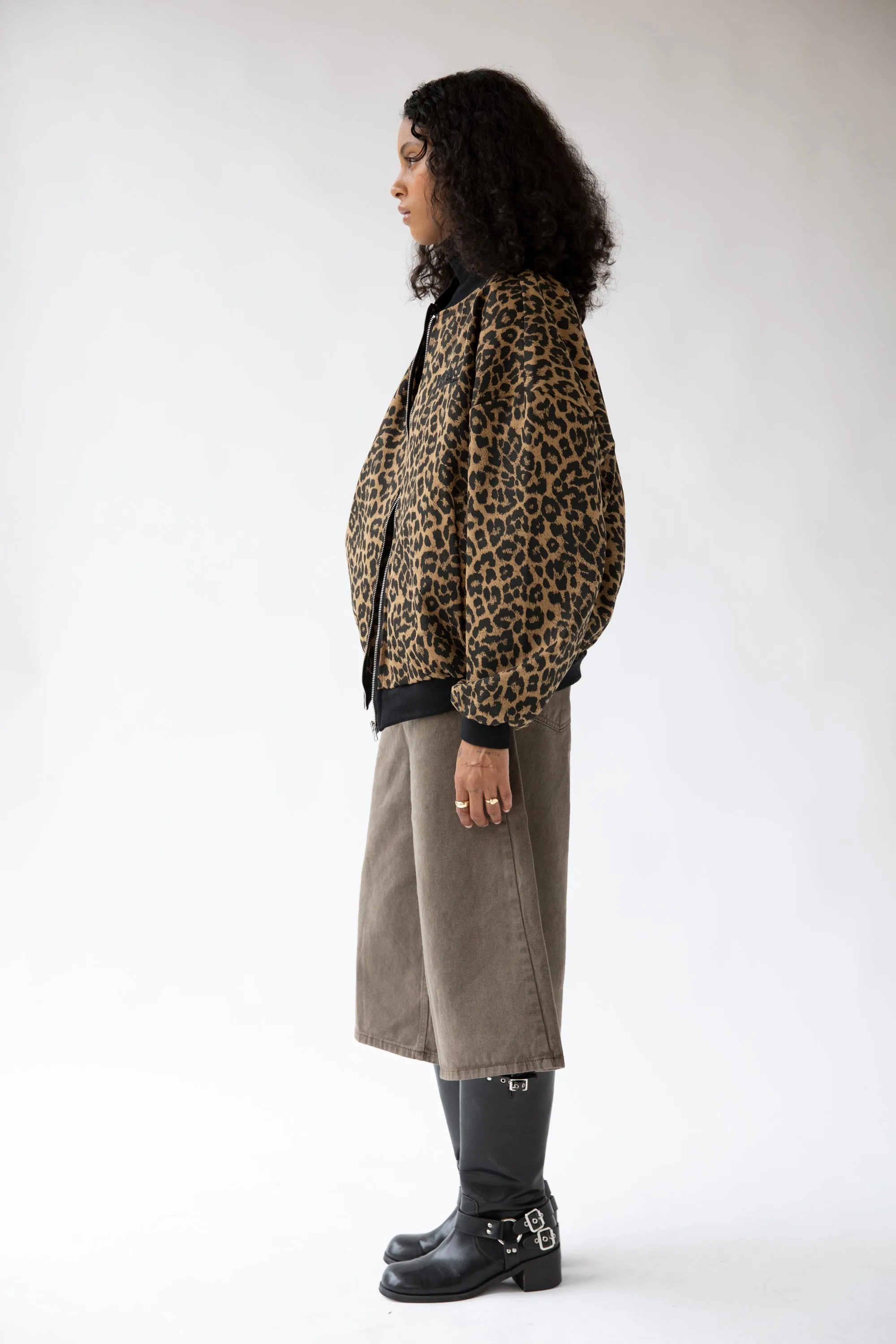 LEOPARD PRINT BOMBER JACKET