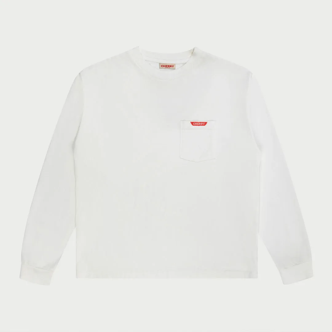 Long Sleeve Pocket T-Shirt (White)