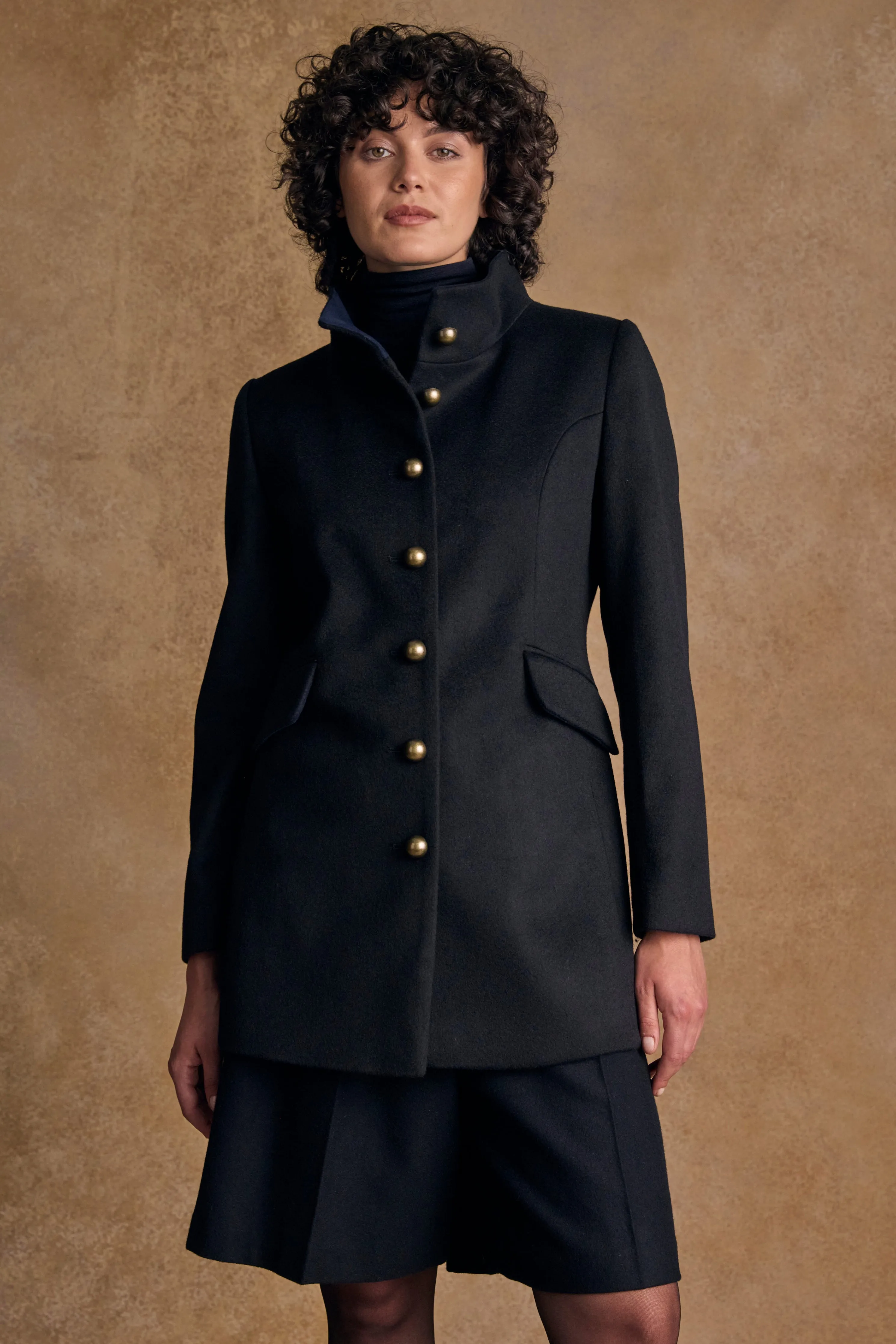 Lynn Tweed Coat - Navy Melton