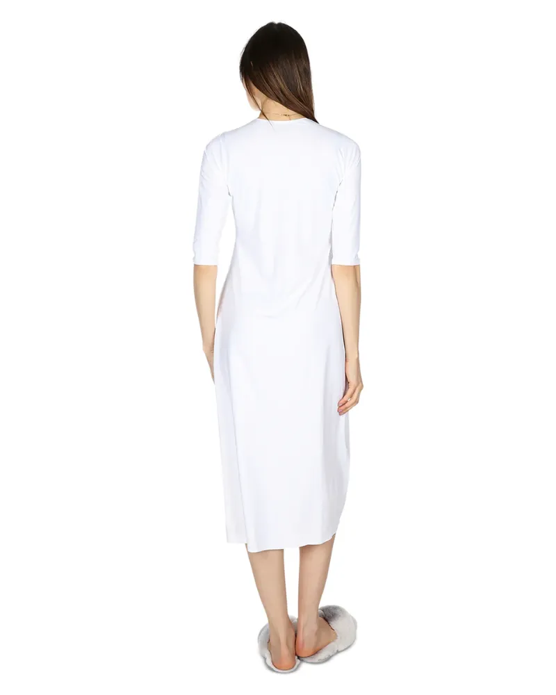 Me Moi White Bonded 3/4 Sleeve Shell Dress 48"