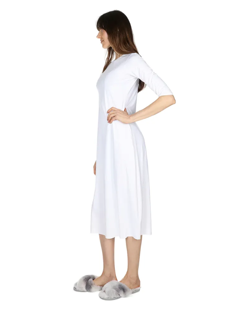 Me Moi White Bonded 3/4 Sleeve Shell Dress 48"