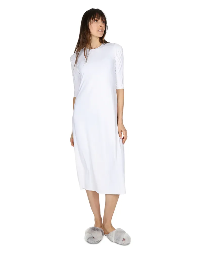 Me Moi White Bonded 3/4 Sleeve Shell Dress 48"