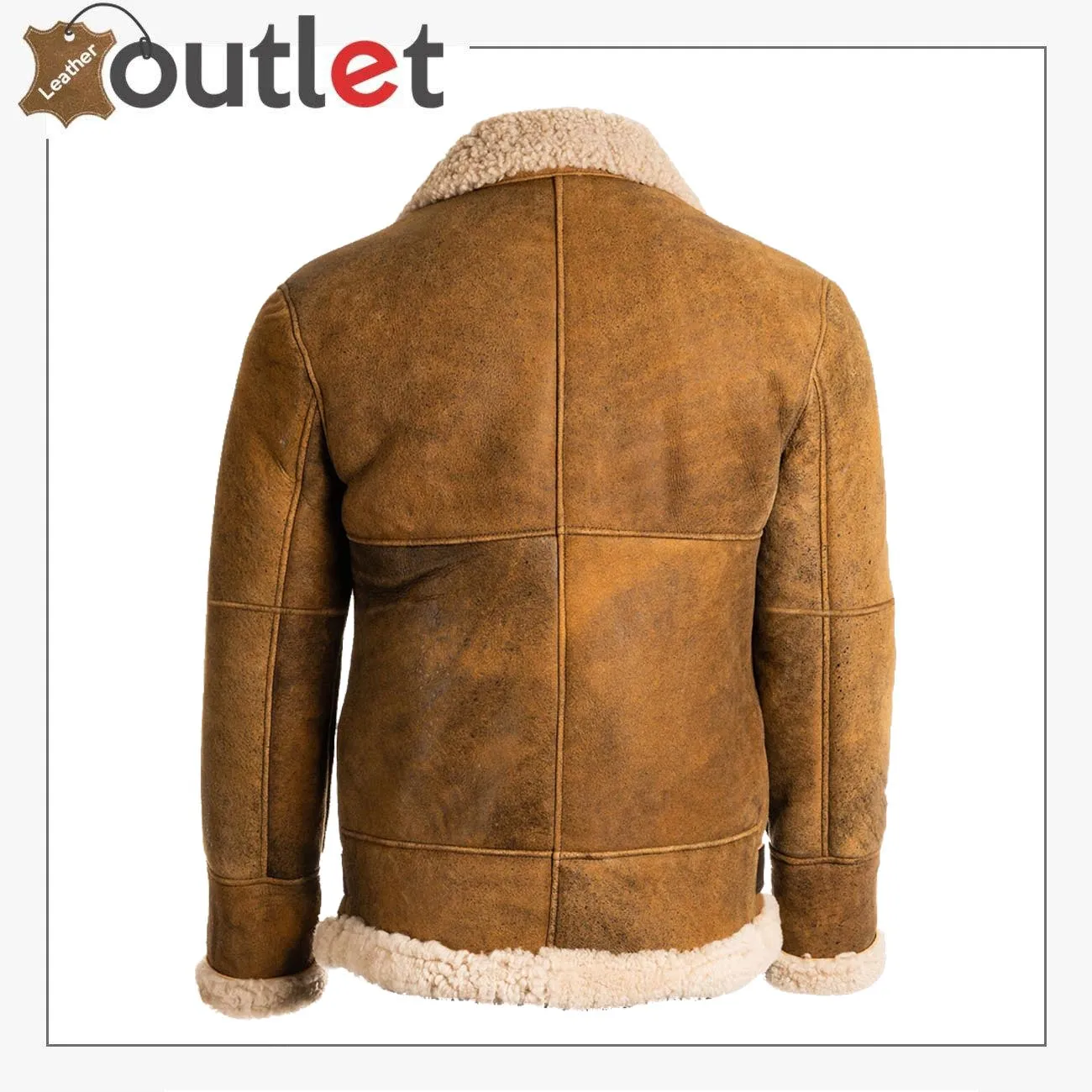 Men Aviator RAF B3 Bomber Shearling Fur Genuine Leather Jacket