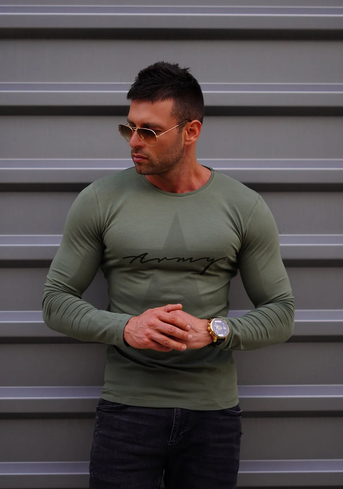 Mens Long Sleeve T-shirt "ARMY" MD1000