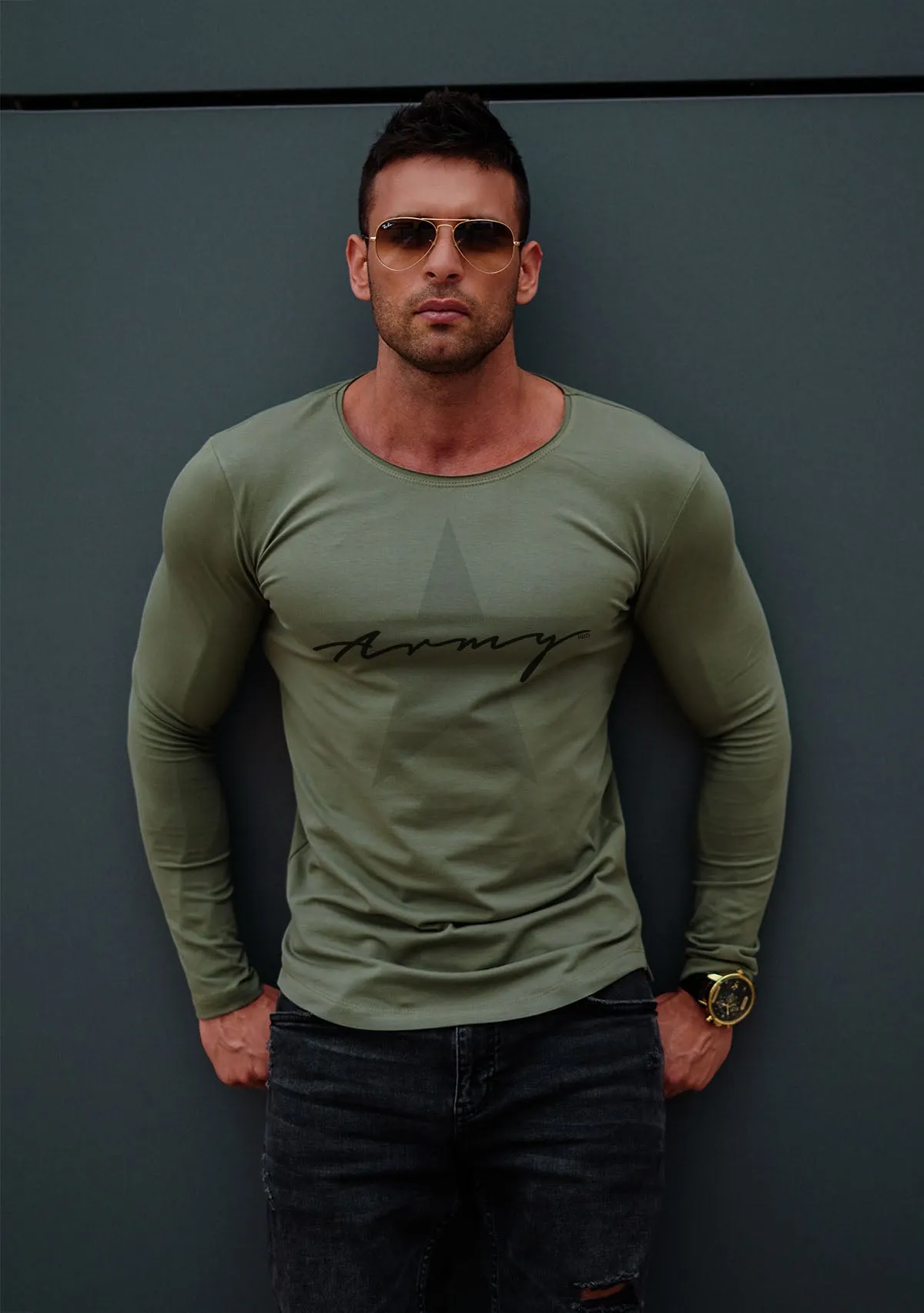 Mens Long Sleeve T-shirt "ARMY" MD1000