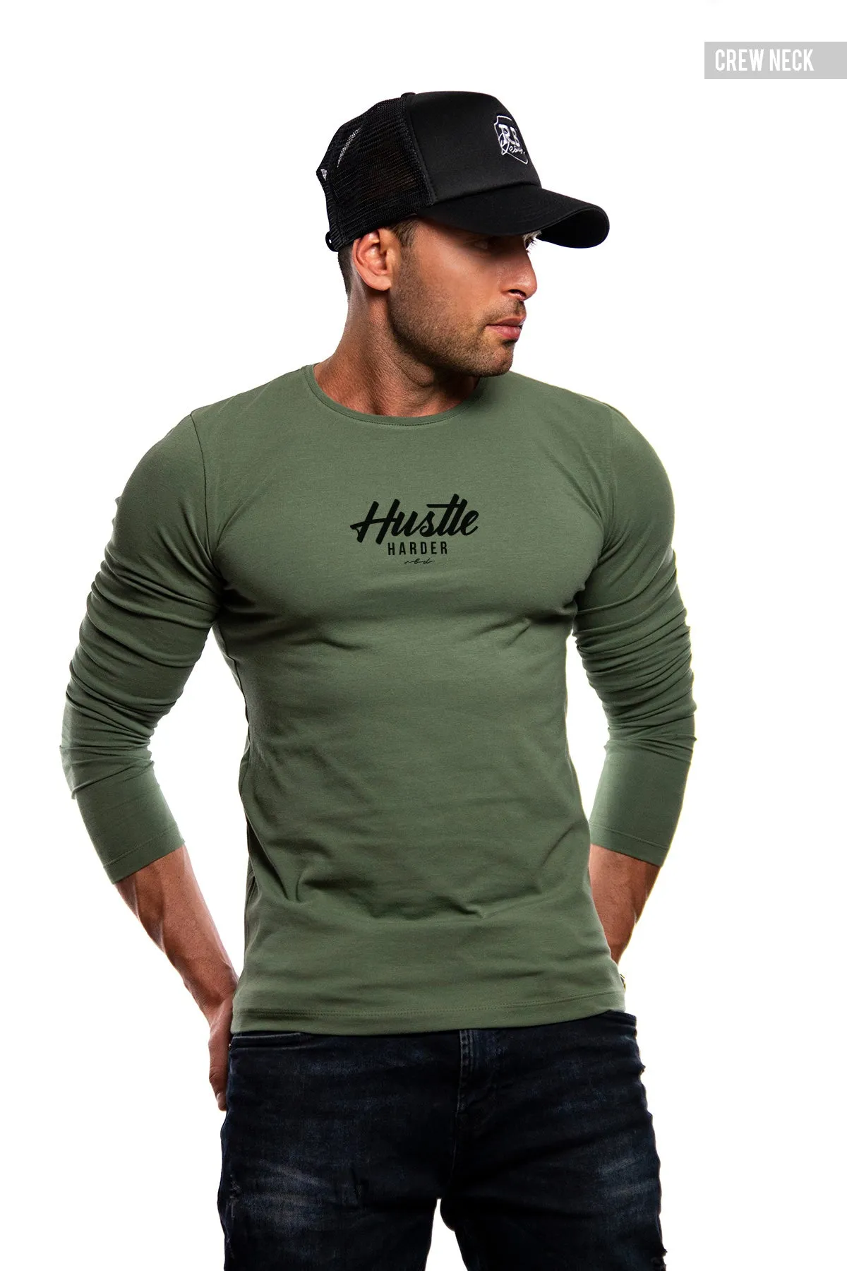 Mens Long Sleeve T-shirt "Hustle Harder" MD971